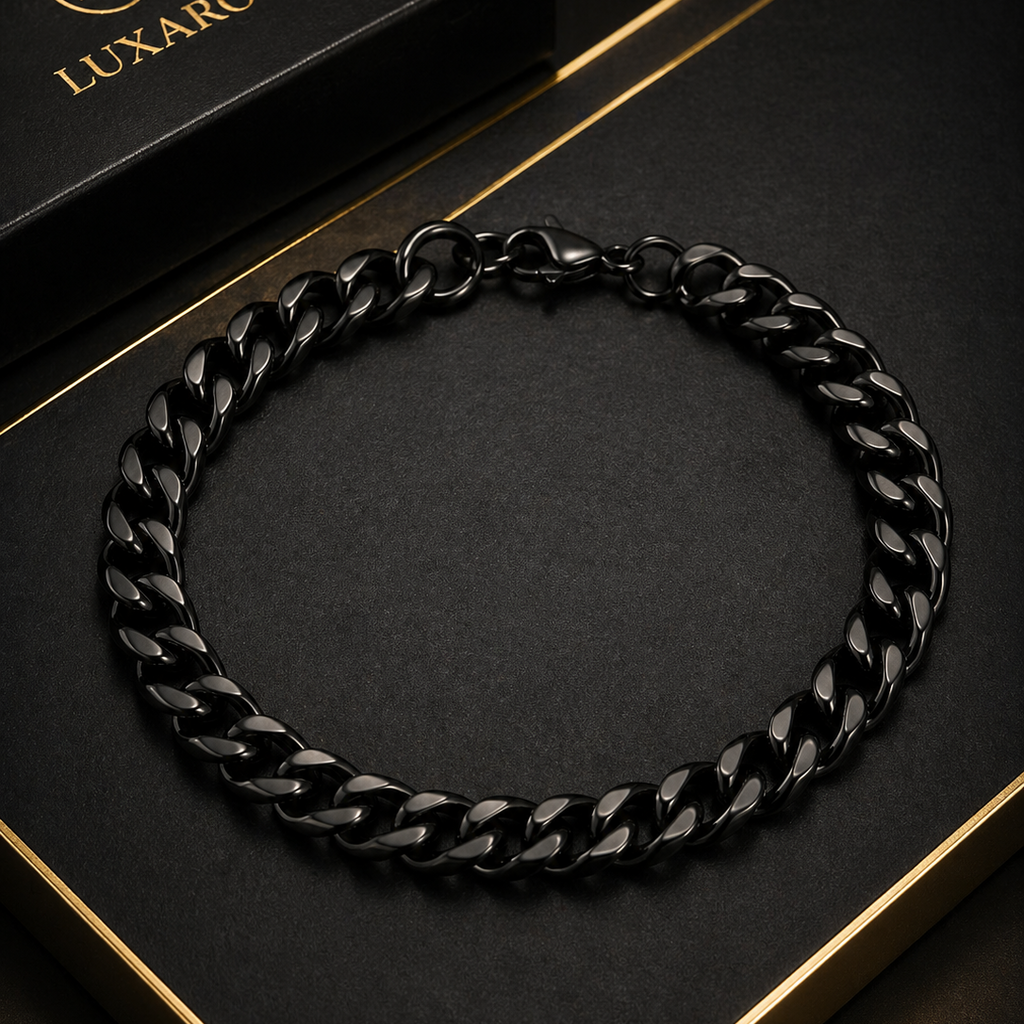 LUXARO Cuban Armband Edelstahl /Schwarz / Silber / Gold