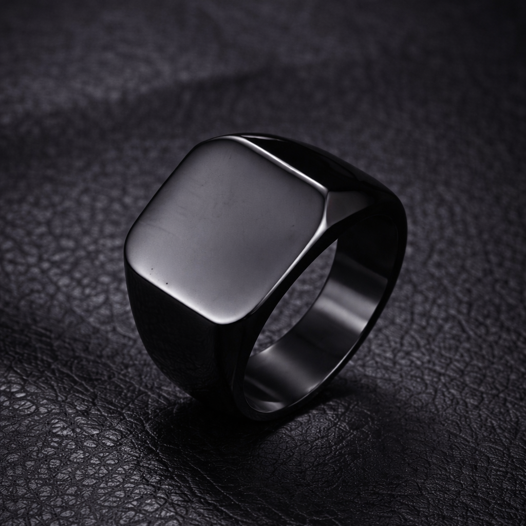 LUXARO Schwarzer Siegelring Edelstahl 316L Minimalistisches Design