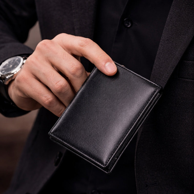 LUXARO Minimalistische Leder Geldbörse RFID Schutz Slim Wallet für Herren