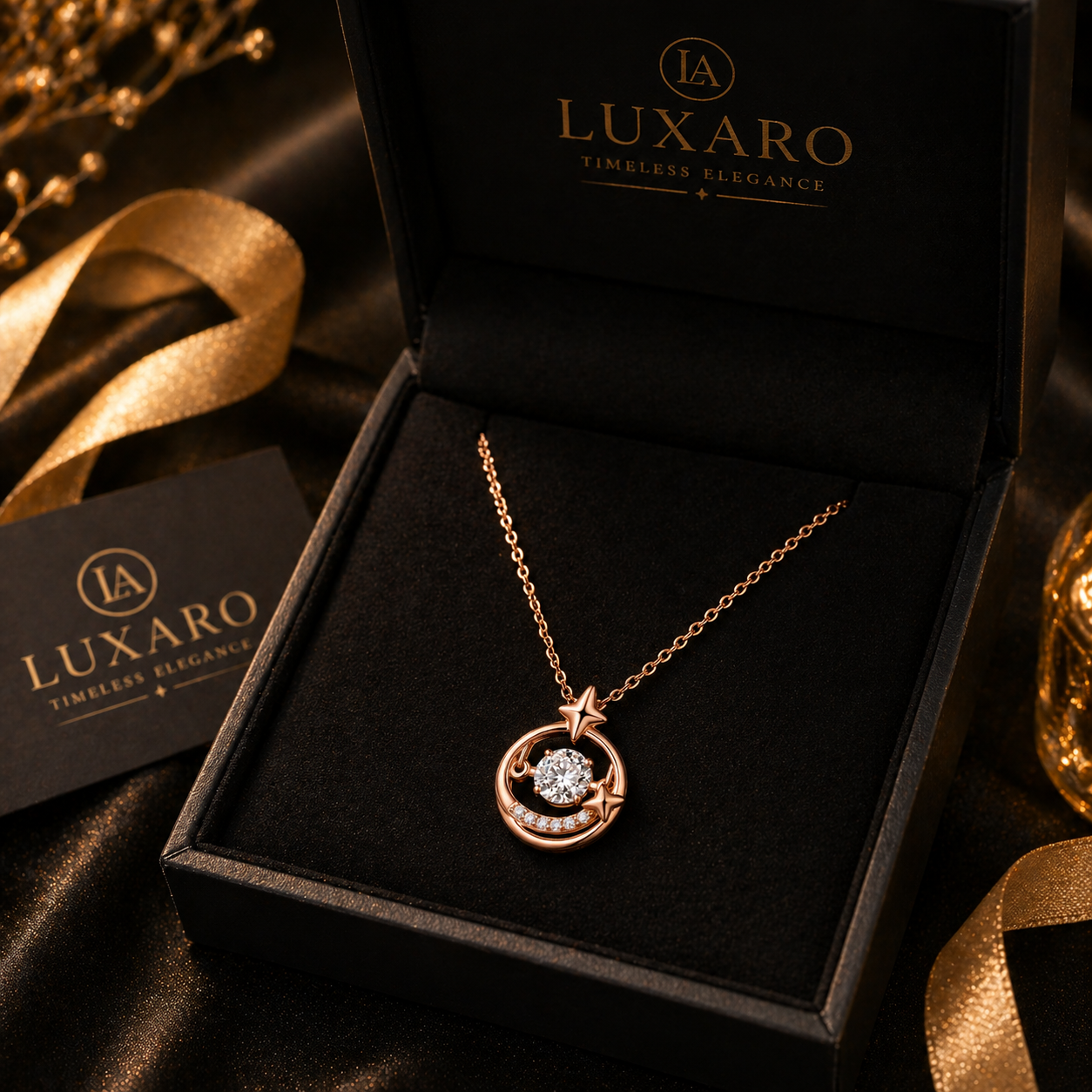 LUXARO Celestia Sparkle Elegante Halskette mit Kristall Anhänger