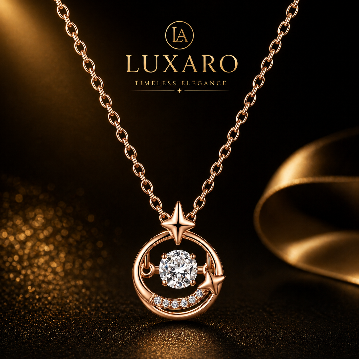 LUXARO Celestia Sparkle Elegante Halskette mit Kristall Anhänger