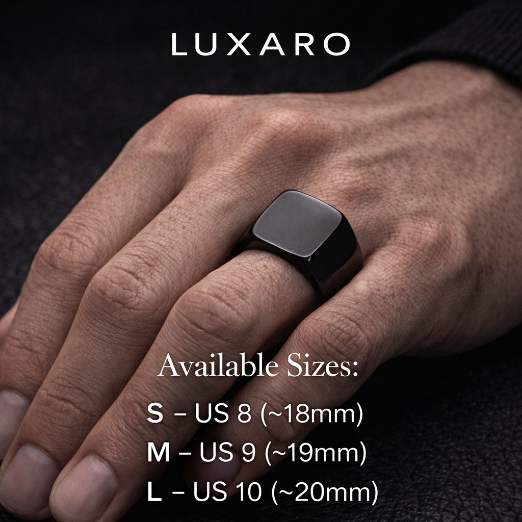 LUXARO Schwarzer Siegelring Edelstahl 316L Minimalistisches Design