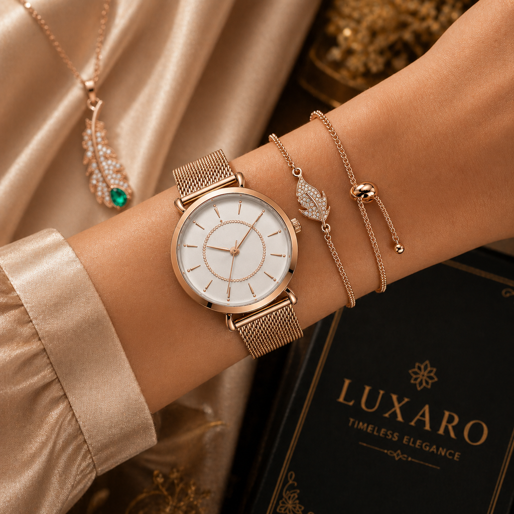 LUXARO Elegance Geschenkset Damen Uhr & Schmuck Set