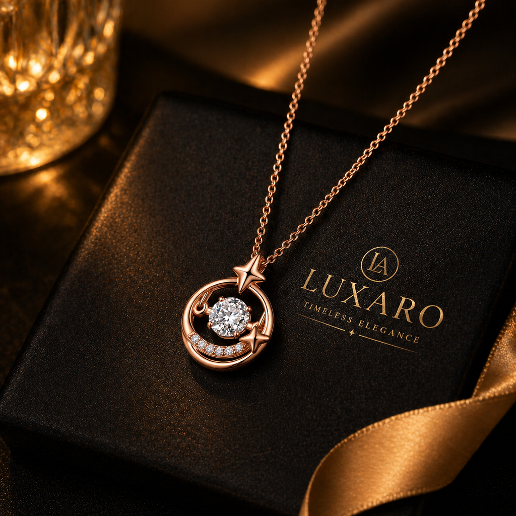 LUXARO Celestia Sparkle Elegante Halskette mit Kristall Anhänger