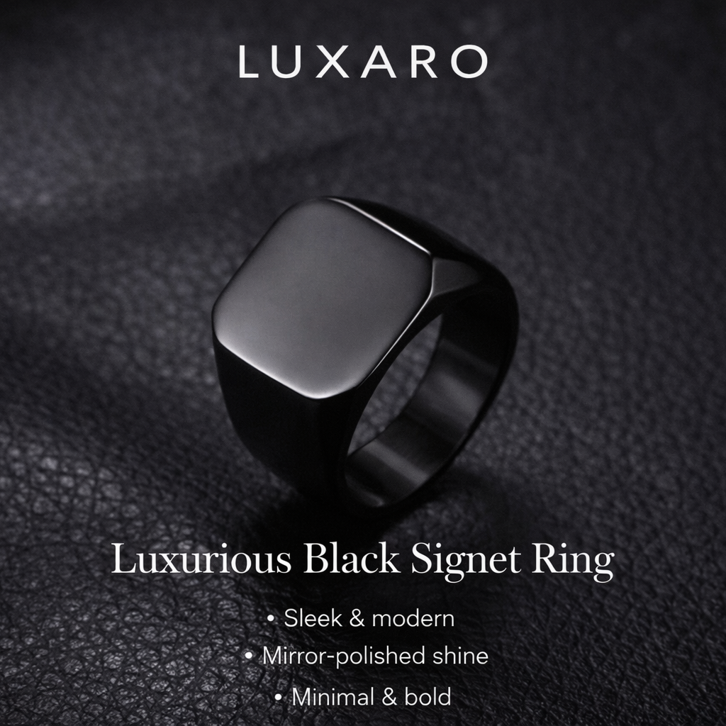 LUXARO Schwarzer Siegelring Edelstahl 316L Minimalistisches Design