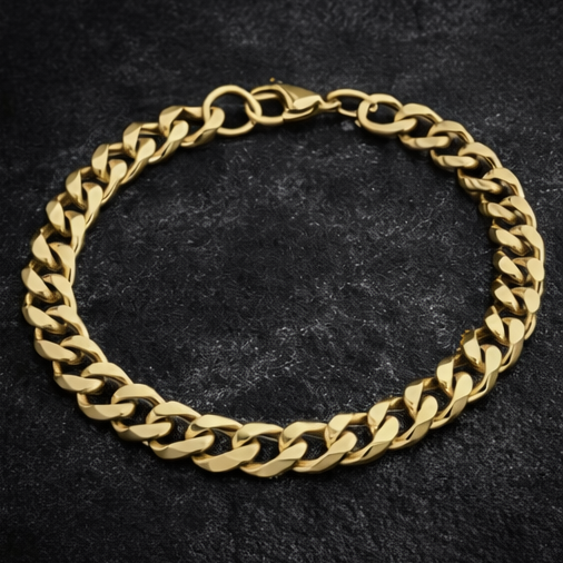 LUXARO Cuban Armband Edelstahl /Schwarz / Silber / Gold