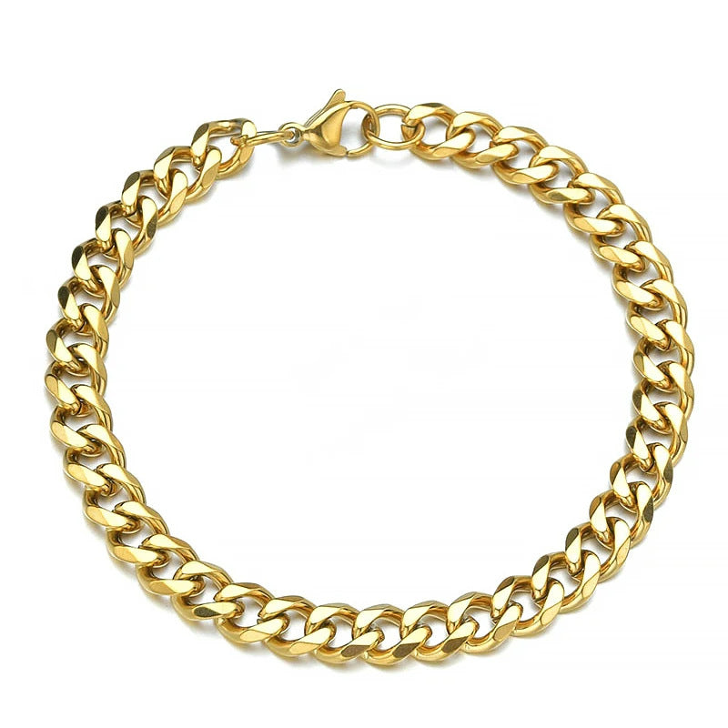 LUXARO Cuban Armband Edelstahl /Schwarz / Silber / Gold