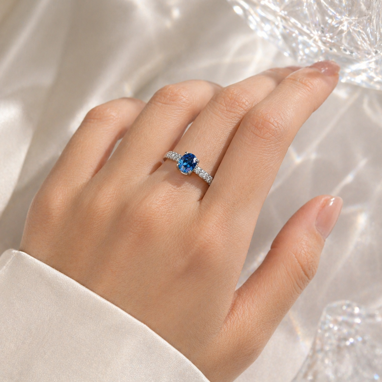 LUXARO Celestia Blue Ring 925 Sterling Silber