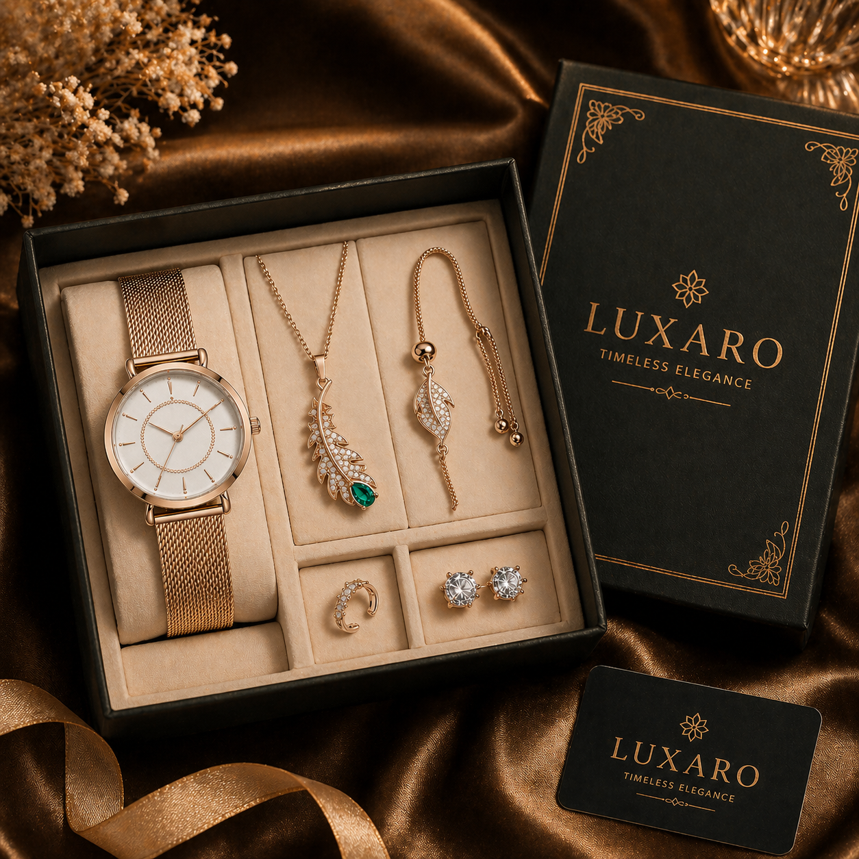 LUXARO Elegance Geschenkset Damen Uhr & Schmuck Set