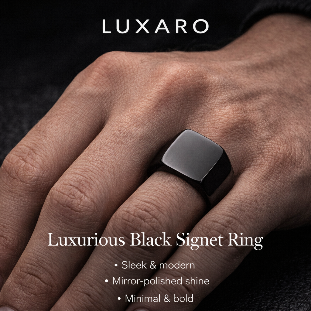 LUXARO Schwarzer Siegelring Edelstahl 316L Minimalistisches Design