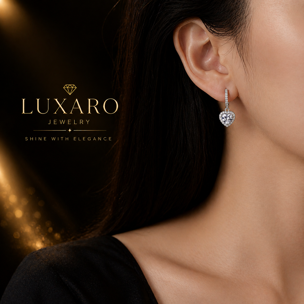 LUXARO Crystal Heart Ohrringe 925 Silber Luxus Ohrschmuck