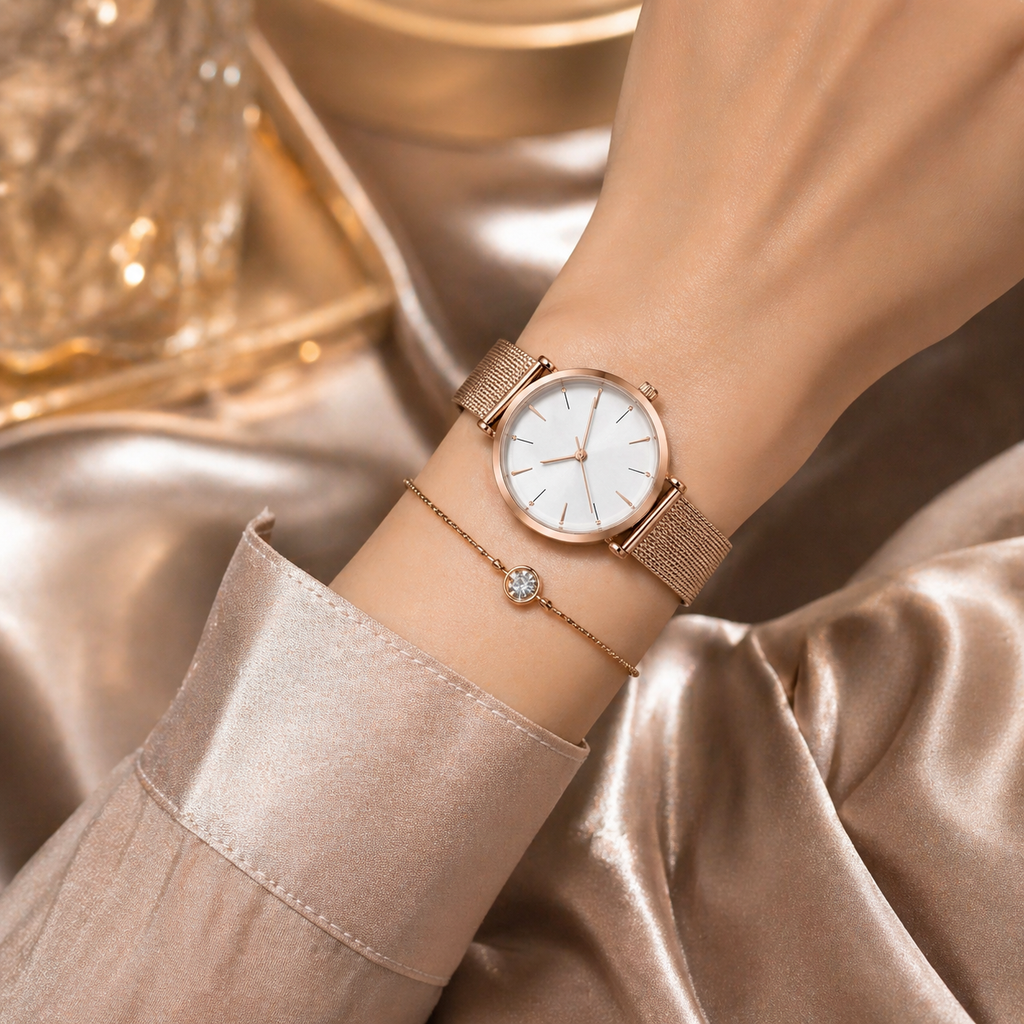 LUXARO Aura Roségold Eleganz Uhr