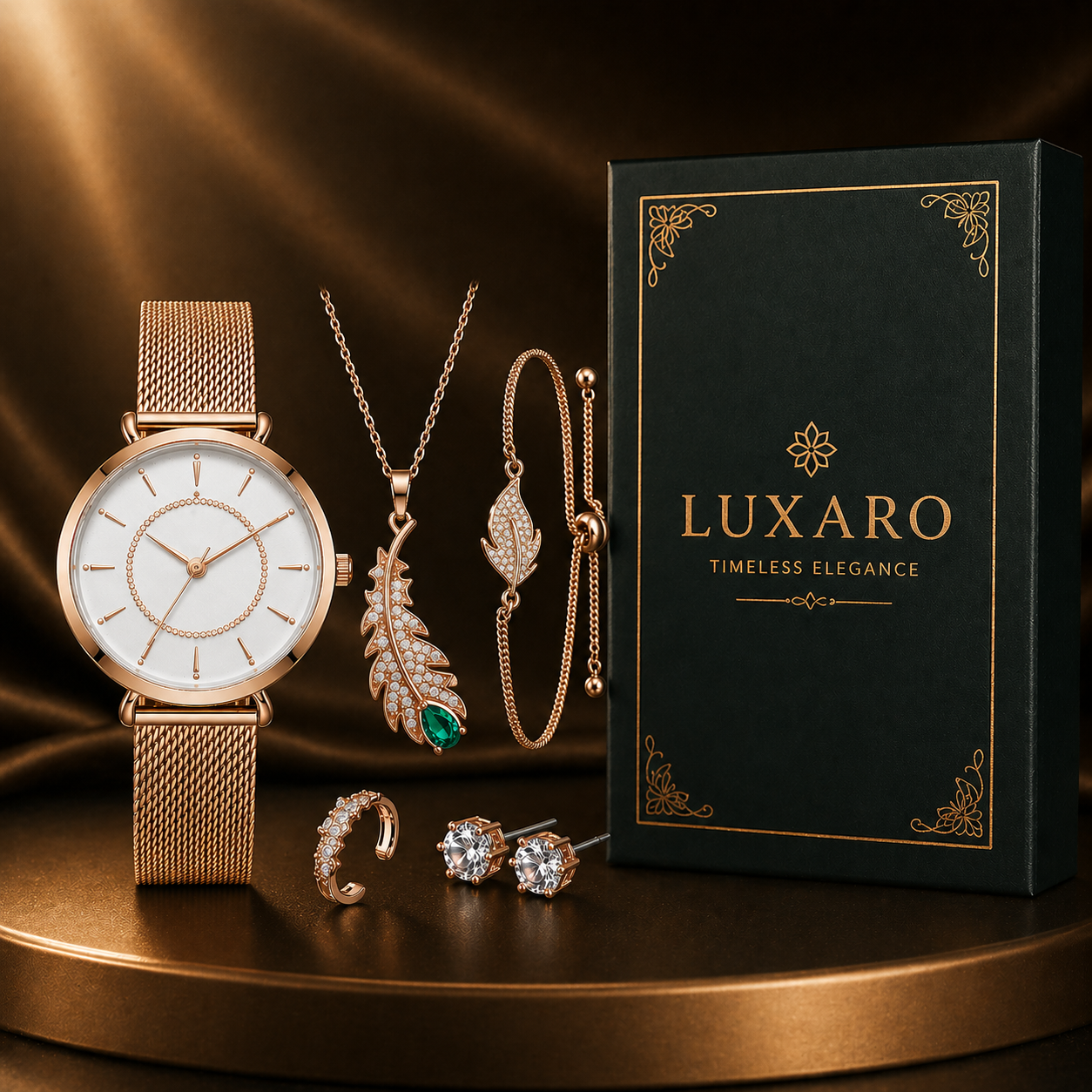 LUXARO Elegance Geschenkset Damen Uhr & Schmuck Set
