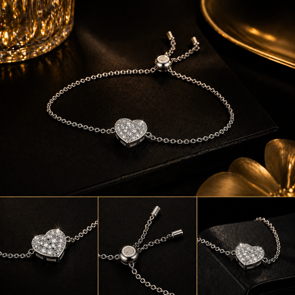LUXARO Amora Herzarmband aus edlem 925 Sterling Silber