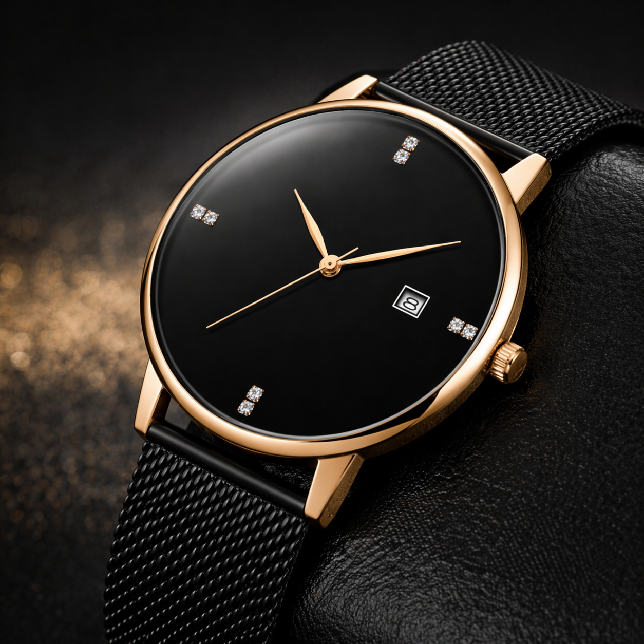 Luxaro Elegance Minimalistische Premium Uhr in Schwarz & Gold