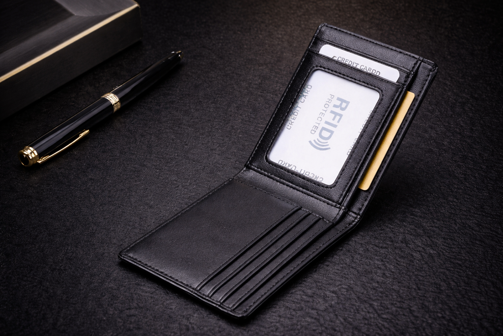 LUXARO Minimalistische Leder Geldbörse RFID Schutz Slim Wallet für Herren
