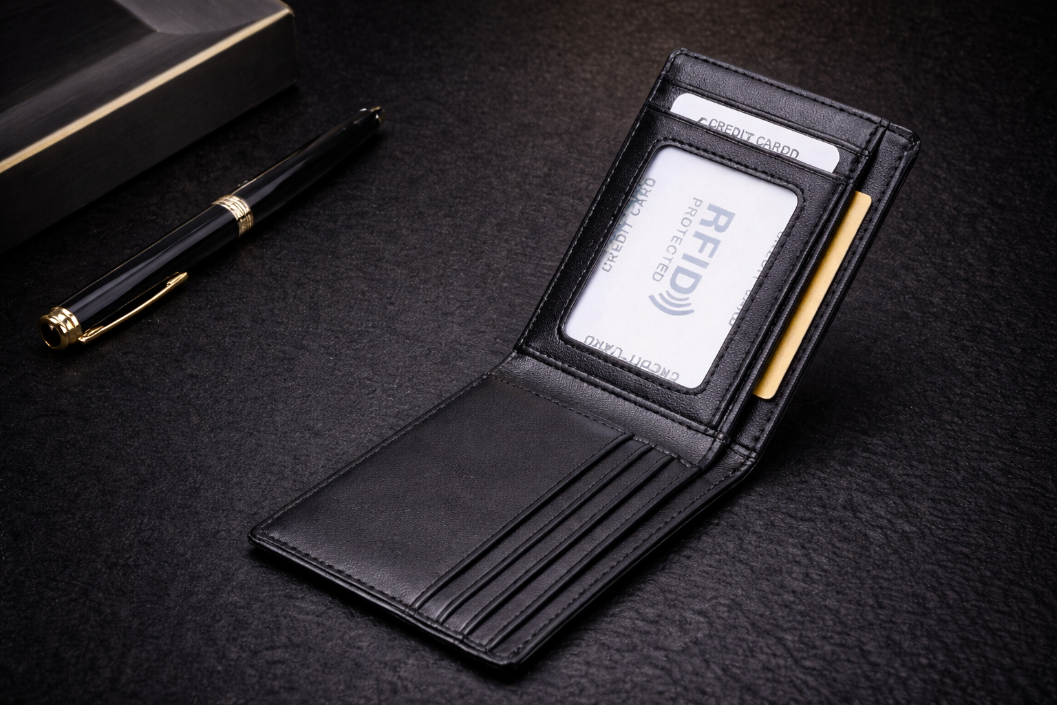 LUXARO Minimalistische Leder Geldbörse RFID Schutz Slim Wallet für Herren