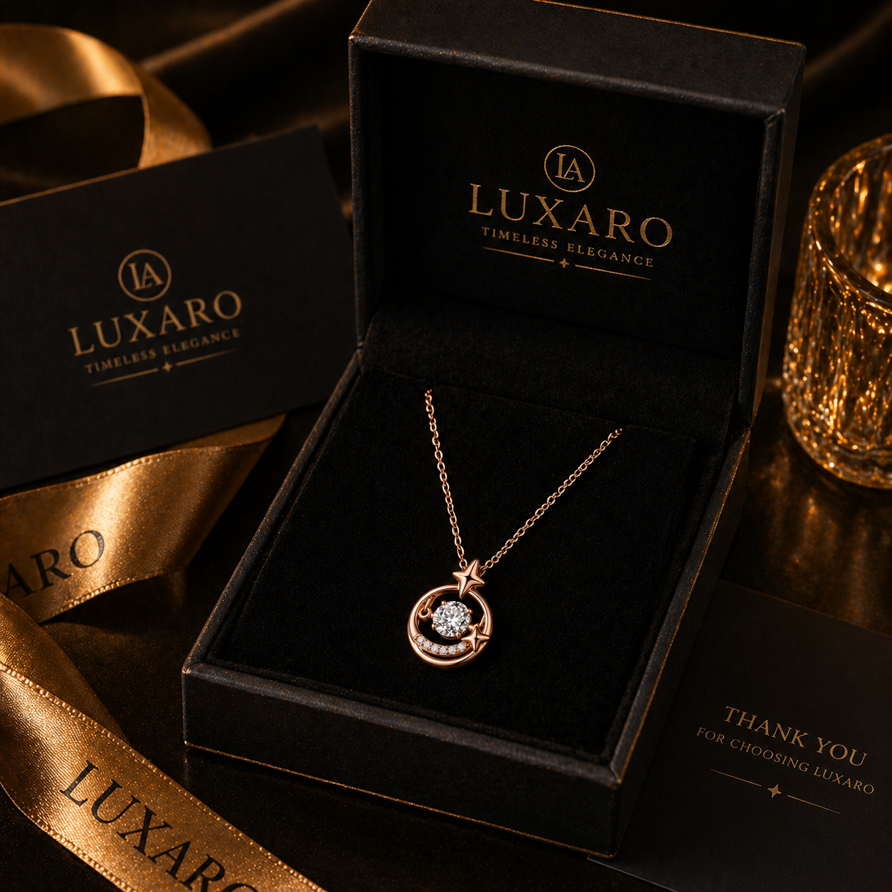 LUXARO Celestia Sparkle Elegante Halskette mit Kristall Anhänger
