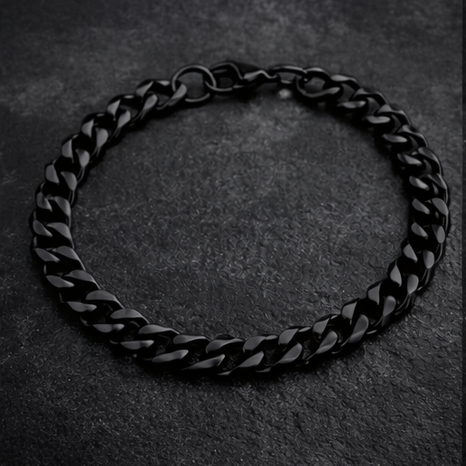 LUXARO Cuban Armband Edelstahl /Schwarz / Silber / Gold